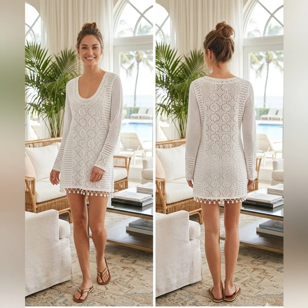 LILLY‎ PULITZER ATHENA WHITE SWEATER/DRESS RESORT  NWOT DRESS